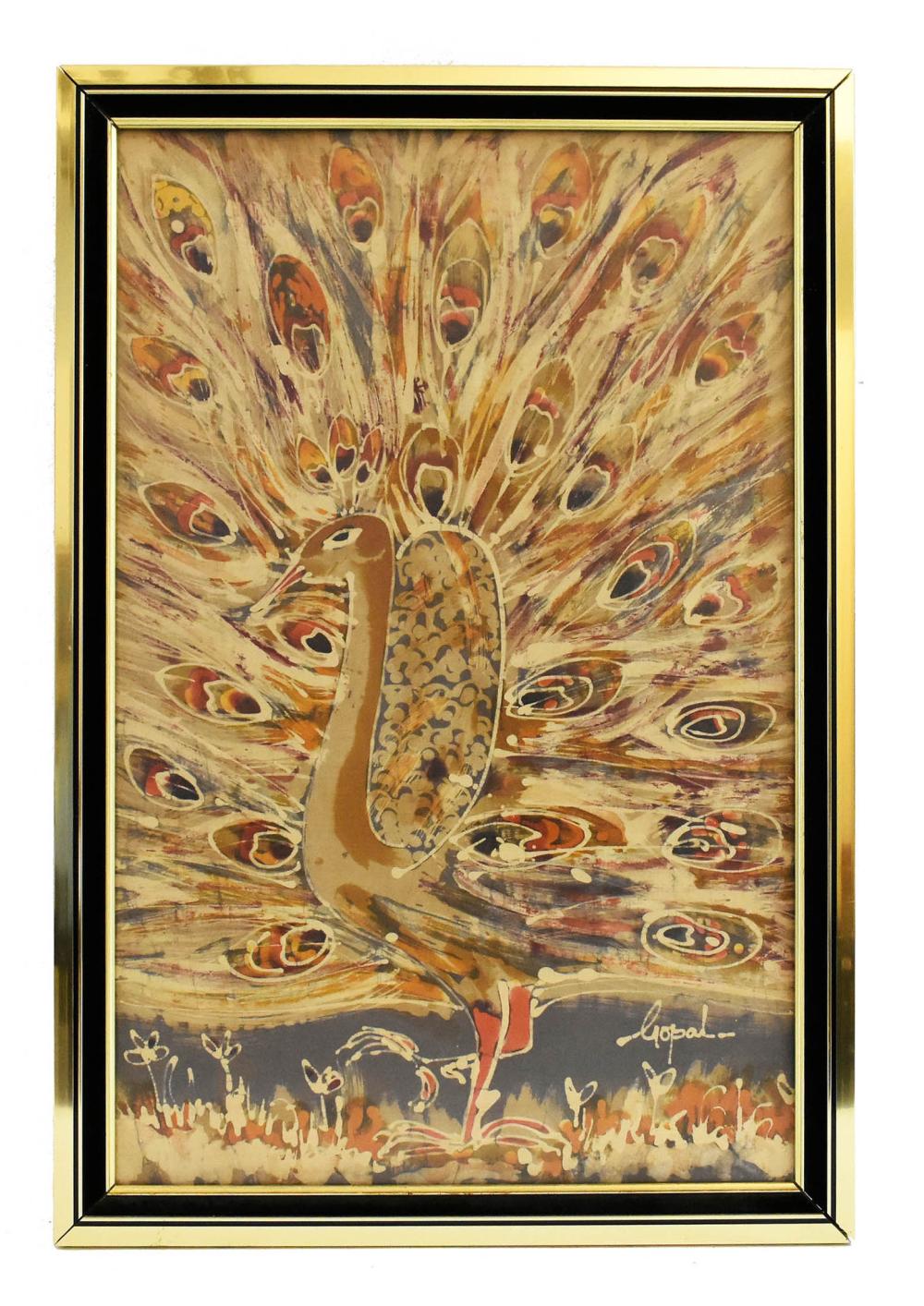 Appraisal: INDIAN BATIK DEPICTING A PEACOCK th Century Label on the