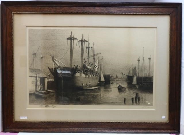 Appraisal: AFTER LEMUEL D ELDRED - FAIRHAVEN FRAMED AND GLAZED ETCHING