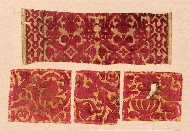 Appraisal: A GROUP OF FOUR ANTIQUE ITALIAN PROBABLY VENETIAN TEXTILE FRAGMENTS