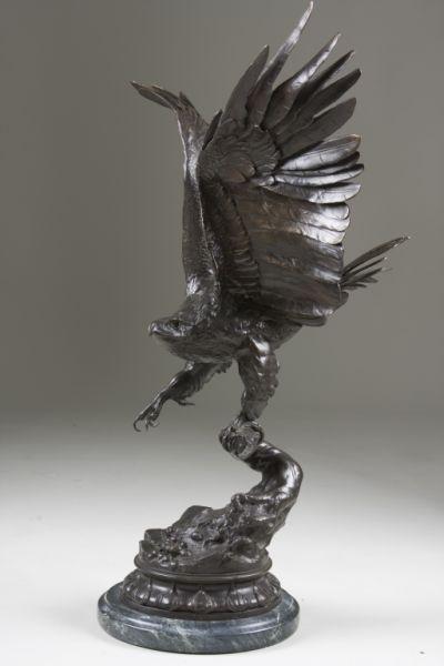 Appraisal: After Jules Moigniez French - bronze sculpture of eagle signed