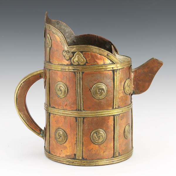 Appraisal: COPPER AND BRASS WATERING CAN x x Copper with brass