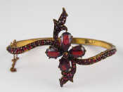 Appraisal: An antique Bohemian garnet bracelet of floral design head approx