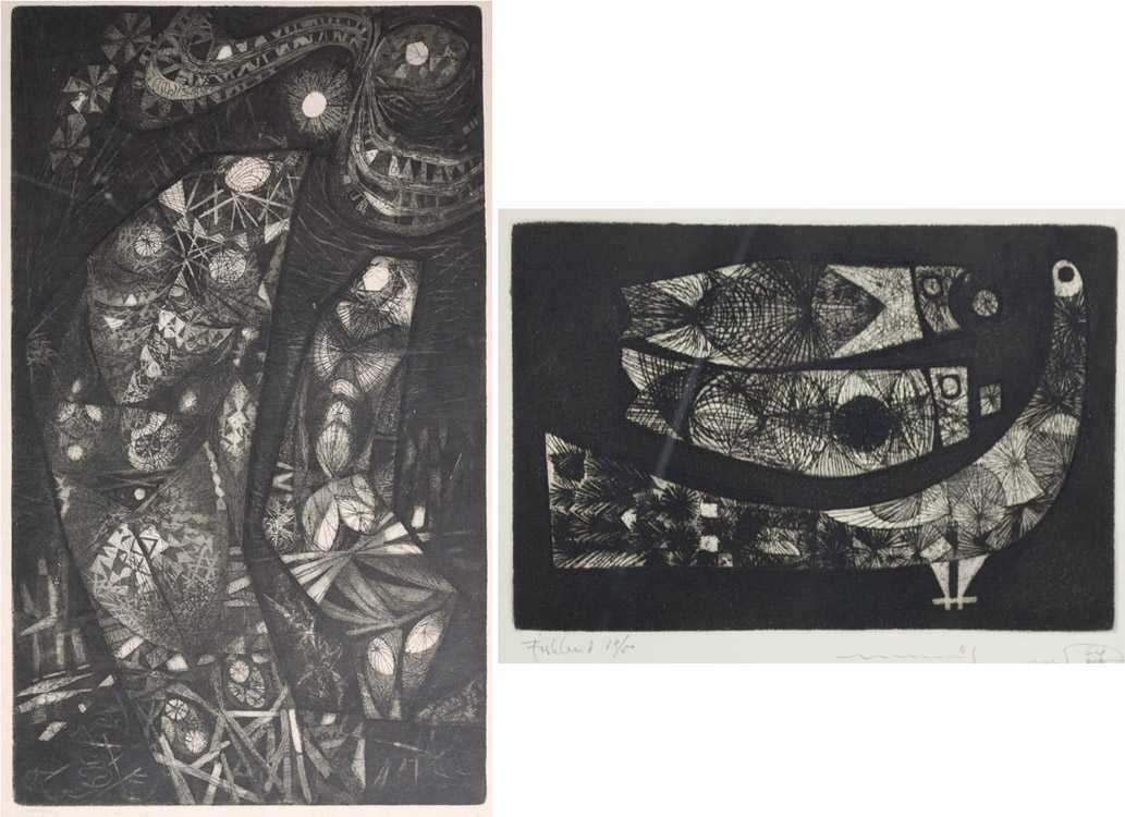 Appraisal: MANUEL A RODRIGUEZ Sr TWO ETCHINGS Philippines born Penitents and