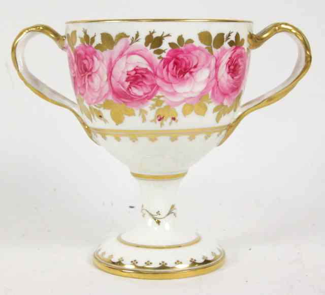 Appraisal: A Cauldon Ltd two-handled vase painted with Billingsley type pink