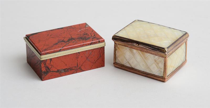 Appraisal: FRENCH GILT-METAL-MOUNTED ENGRAVED MOTHER-OF-PEARL BOX The hinged lid and frame