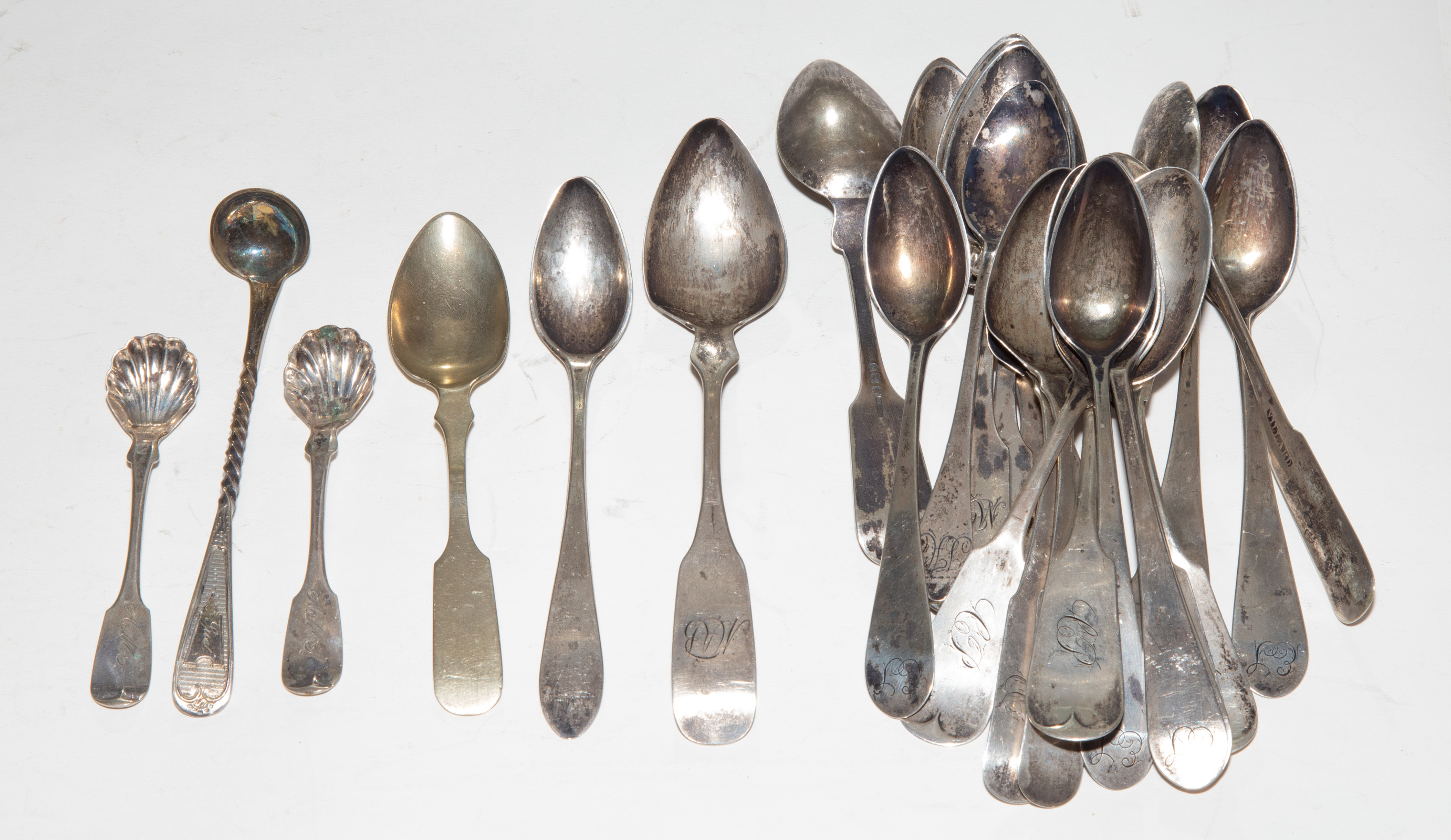 Appraisal: COLLECTION AMERICAN COIN SILVER SPOONS Including spoons one mustard spoon