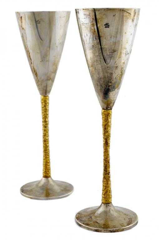 Appraisal: A PAIR OF ELIZABETH II PARCEL GILT CHAMPAGNE FLUTES BY