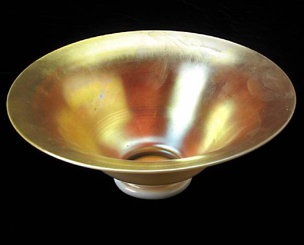 Appraisal: A Steuben gold Aurene on Calcite glass footed bowl early