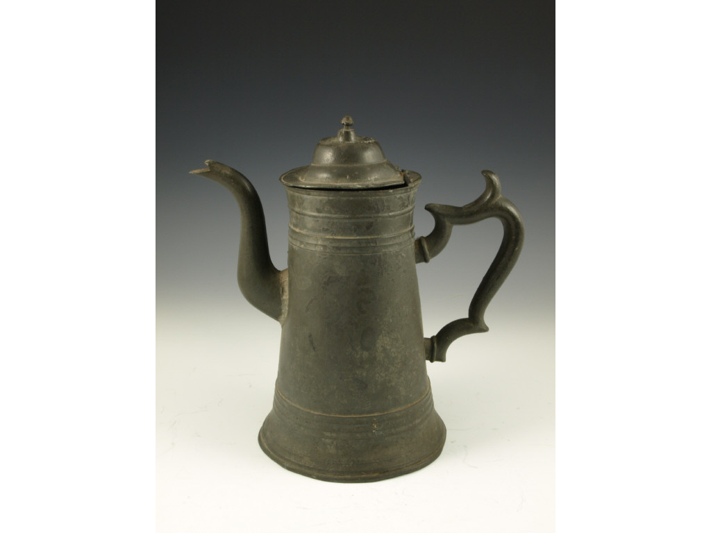 Appraisal: Pewter Coffee Pot att Josiah Danforth c of Middletown CT