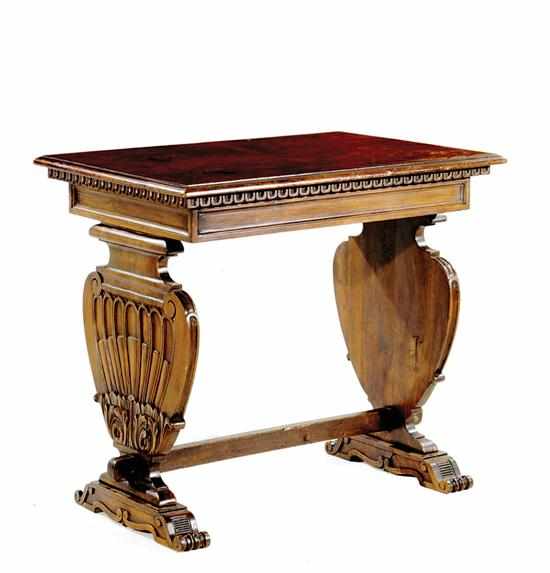 Appraisal: Carved walnut trestle table late th century in the Spanish