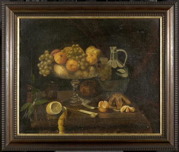 Appraisal: FRANCE th c Still life with fruit Oil on canvas