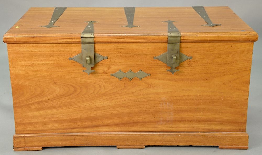 Appraisal: Camphorwood lift top chest with large brass hinges and handles