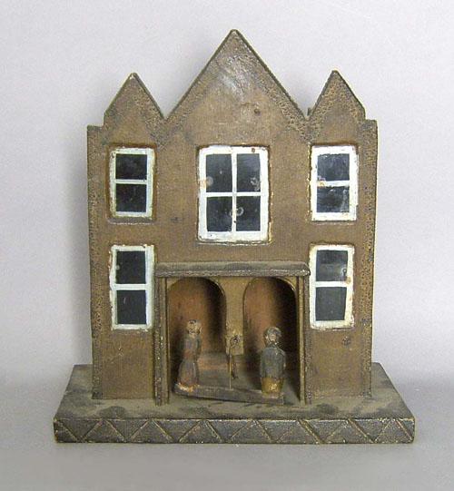 Appraisal: Folk art house late th c having human figures which