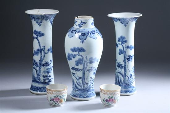 Appraisal: THREE-PIECE CHINESE BLUE AND WHITE PORCELAIN GARNITURE Qianlong period Two