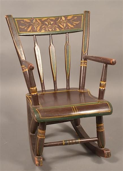 Appraisal: Paint Dec Child's Arrow-back Rocking Chair Paint Decorated Child's Arrow-back