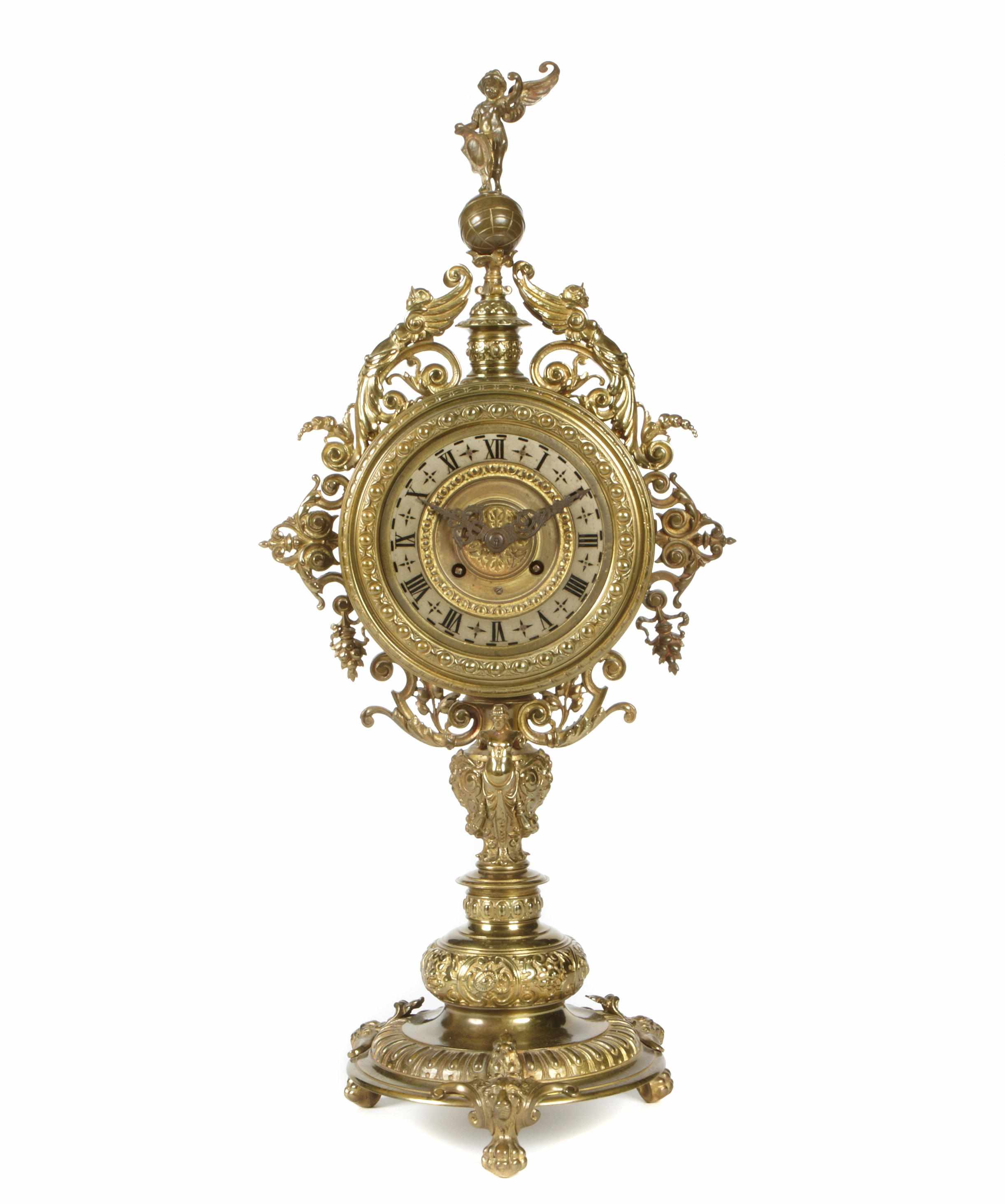 Appraisal: A French Renaissance style gilt bronze mantel clock height in