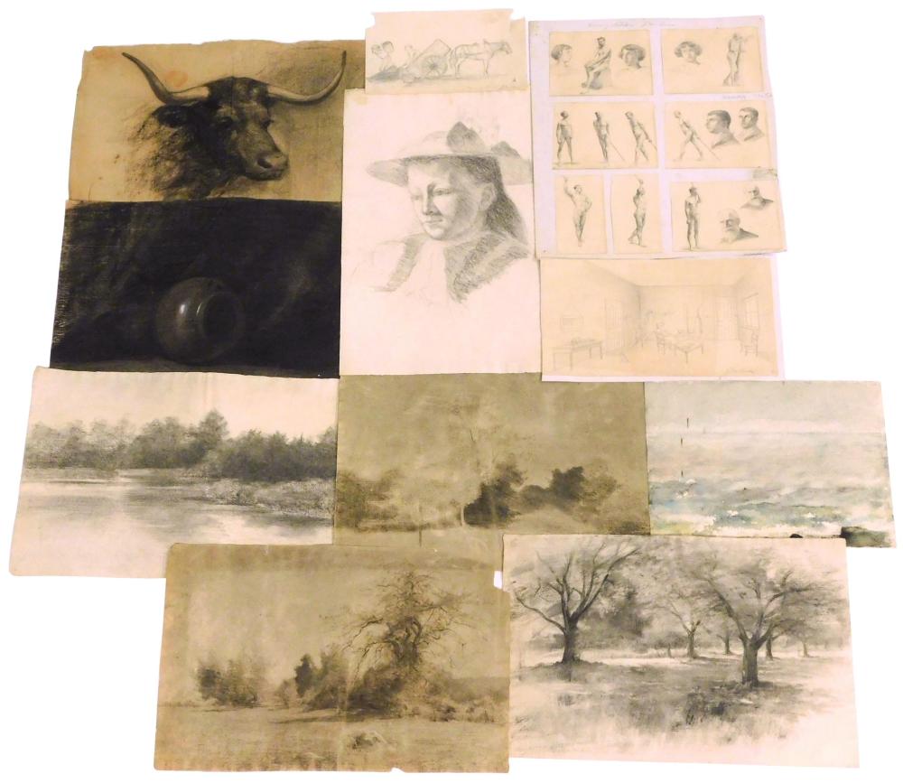 Appraisal: Burr Sisters seventeen small unframed drawings sixteen with affidavits pencil