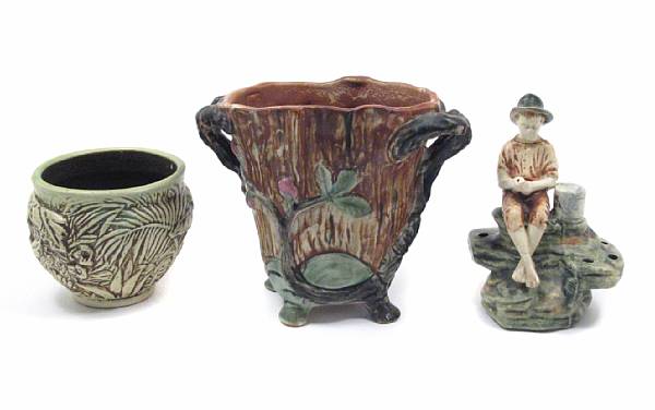 Appraisal: A group of Weller pottery comprising a Warwick pattern two