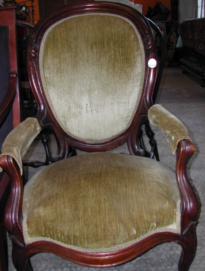 Appraisal: American Rococo Revival Walnut Armchair third quarter th century the