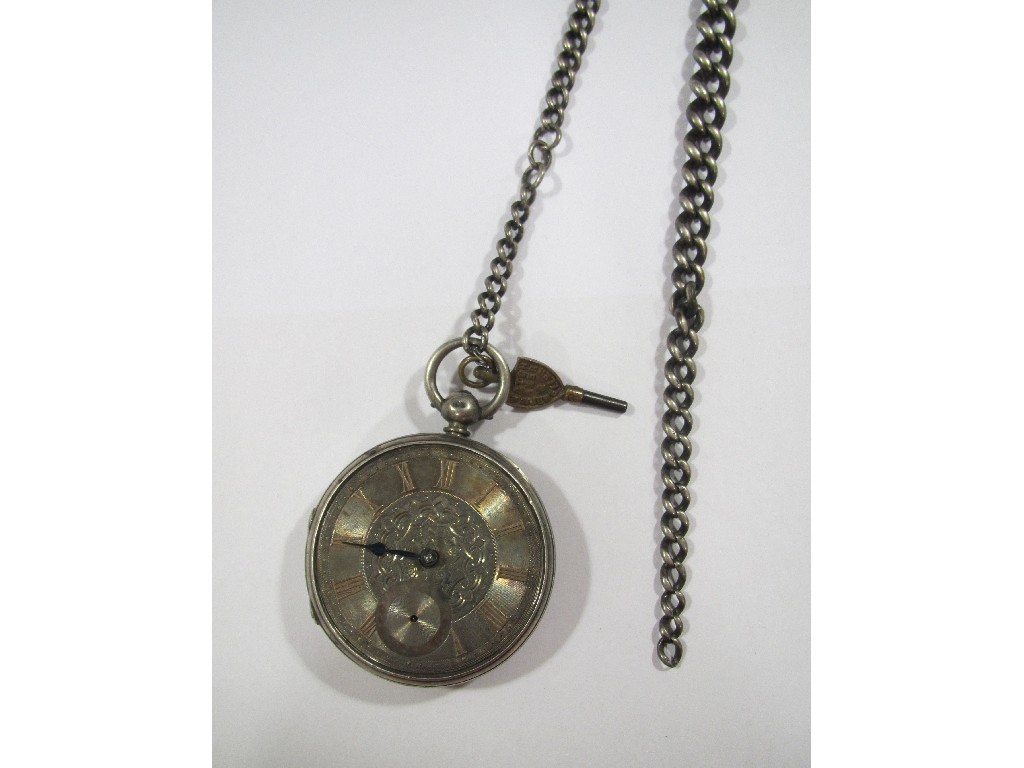 Appraisal: Silver cased pocket watch on silver Albert chain