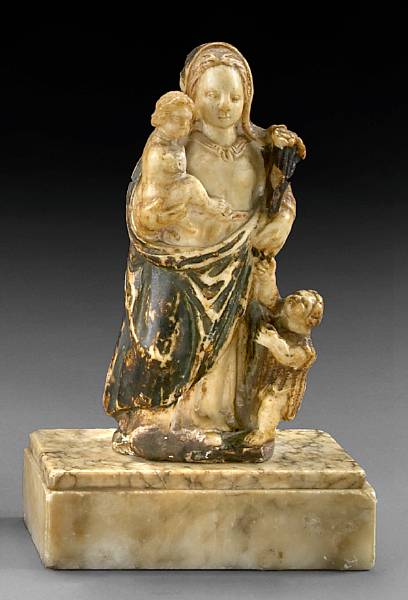 Appraisal: A Continental tinted alabaster figural group th th century Depicting