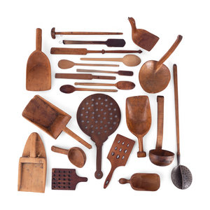 Appraisal: A Group of Wood Grain Scoops Spoons and Other Utensils