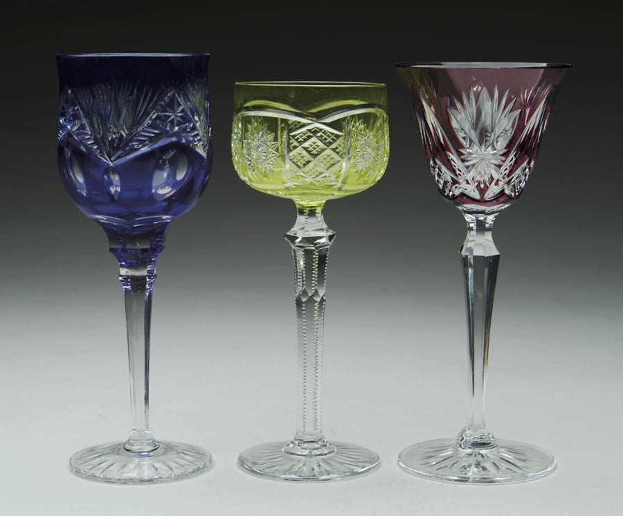 Appraisal: THREE CUT GLASS STEMS Lot consists of three beautiful cut