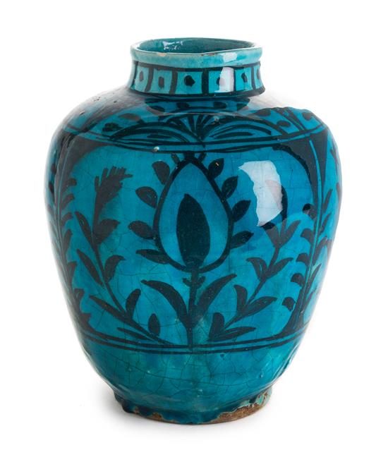 Appraisal: Sale Lot A Persian Pottery Vase of ovoid form with