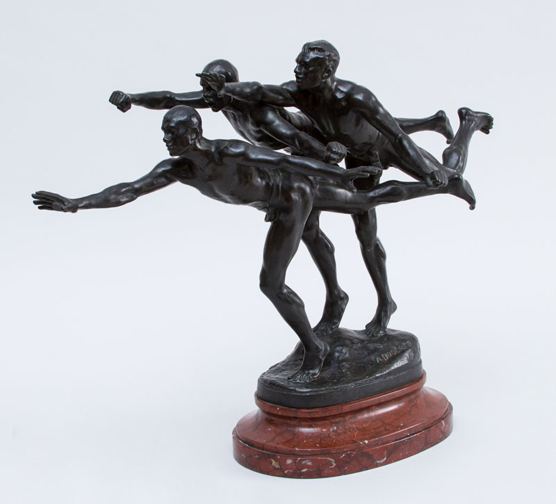 Appraisal: ALFRED BOUCHER - AU BUT TO THE FINISH Bronze inscribed