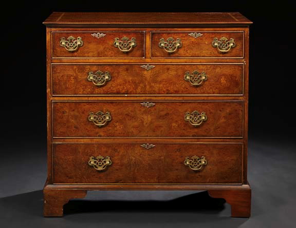 Appraisal: George III-Style Walnut Chest the rectangular top quarter veneered with