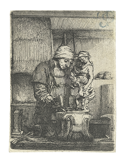 Appraisal: REMBRANDT VAN RIJN The Goldsmith Etching and drypoint x mm