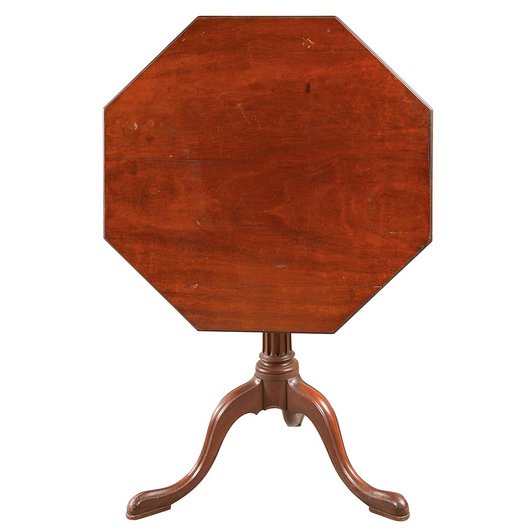 Appraisal: George III Style Mahogany Tilt-Top Table th Century The hexagonal