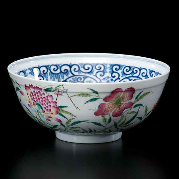 Appraisal: Chinese Blue and White Famille Rose Bowl Chinese th century