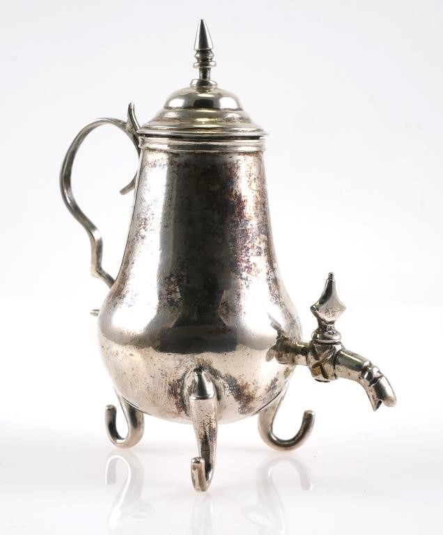 Appraisal: Dutch silver miniature water or coffee urn pot Sword hallmark