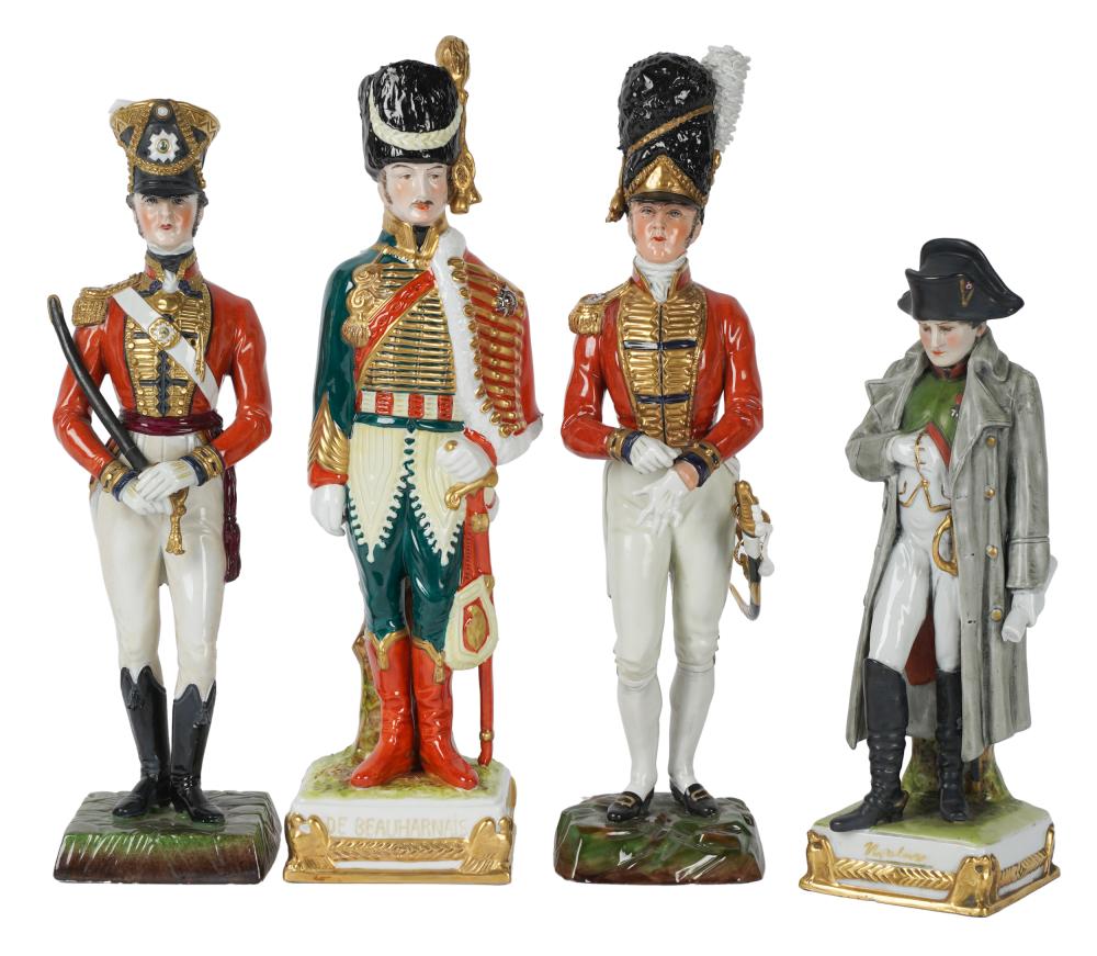 Appraisal: FOUR SITZENDORF PORCELAIN FIGURESpainted marks three depicting military officers -