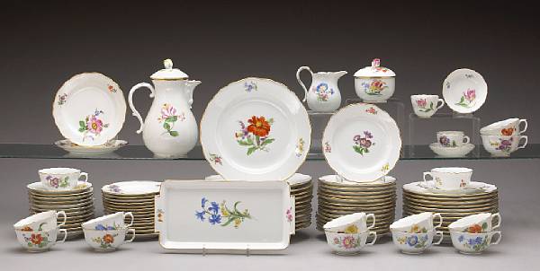 Appraisal: A Meissen porcelain floral dinner service and similarly decorated coffee