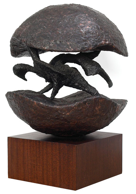 Appraisal: Raymund Novacek sculpture c s abstract welded bronze form over