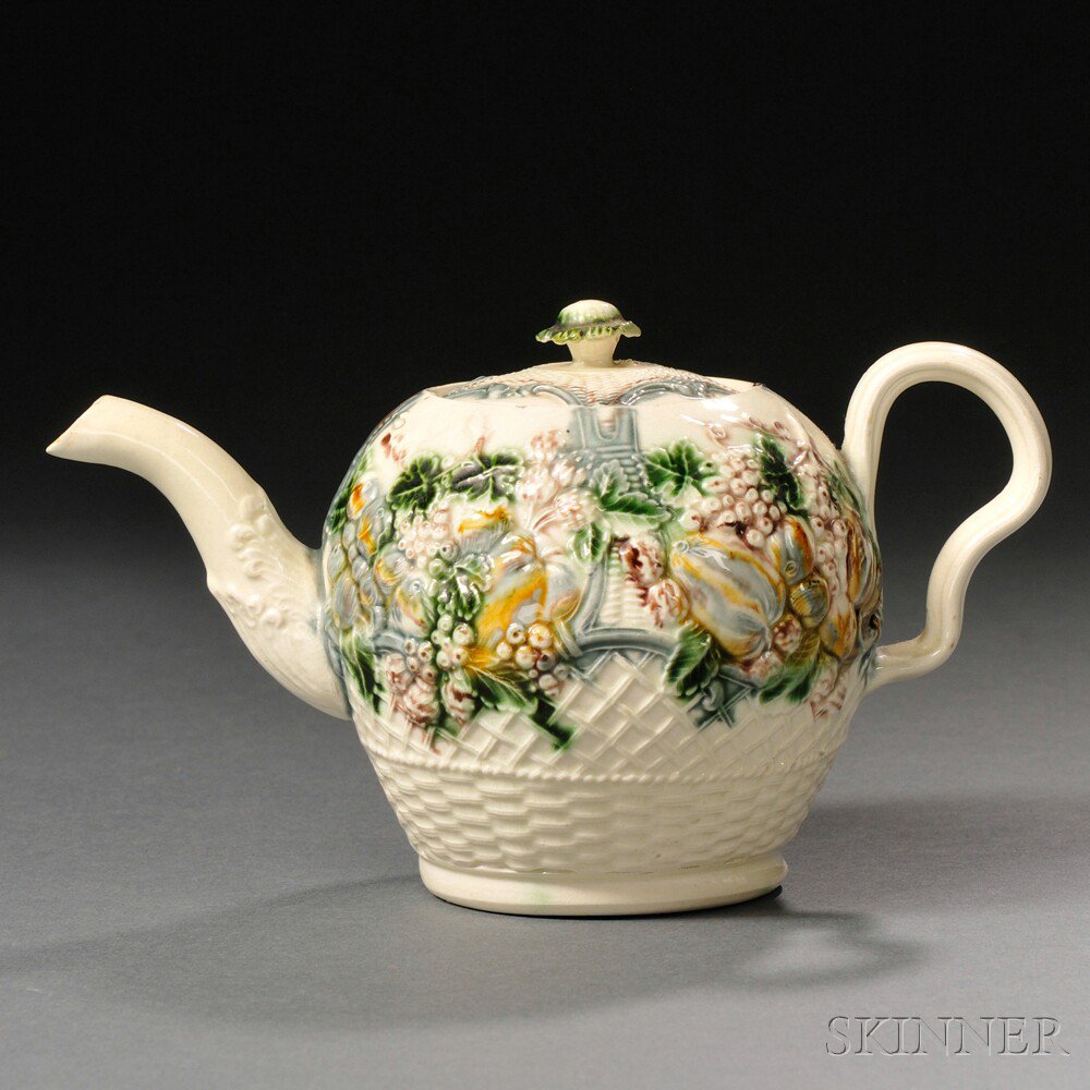 Appraisal: Staffordshire Cream-colored Earthenware Teapot and Cover England c attributed to