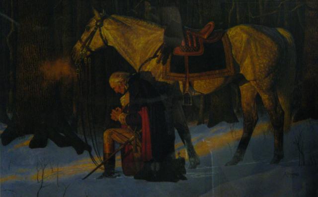 Appraisal: Framed Print Friberg ''The Prayer at Valley Forge'' depicting George