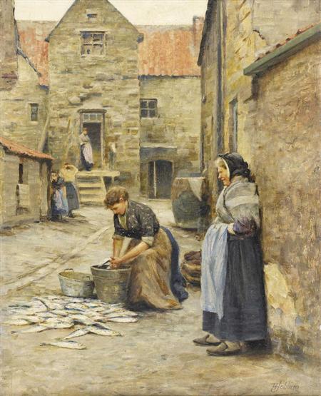 Appraisal: ROBERT JOBLING BRITISH - THE FISHERMAN'S WIFE Signed oil on