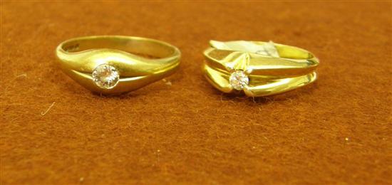 Appraisal: Two hallmarked gold and diamond set signet rings