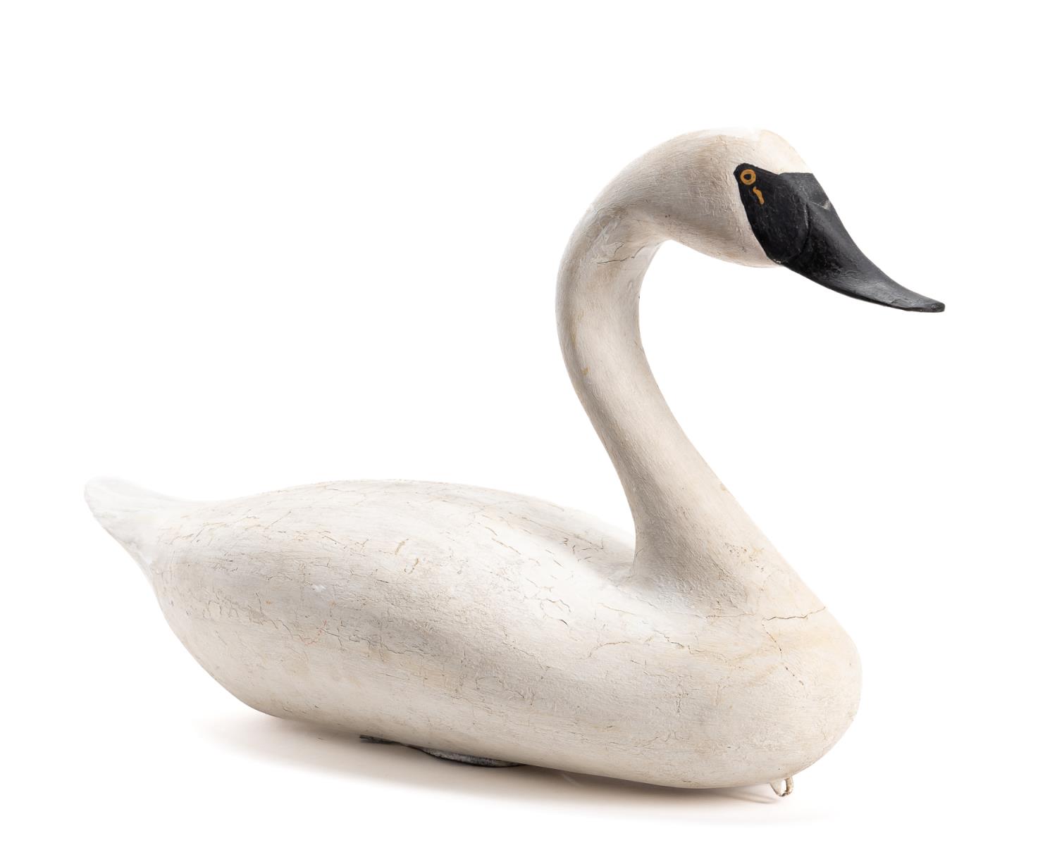 Appraisal: TH C LIFE-SIZE TRUMPETER SWAN WOODEN DECOY American or Canadian