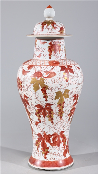 Appraisal: Chinese red and white covered porcelain vase with grapes squirrels