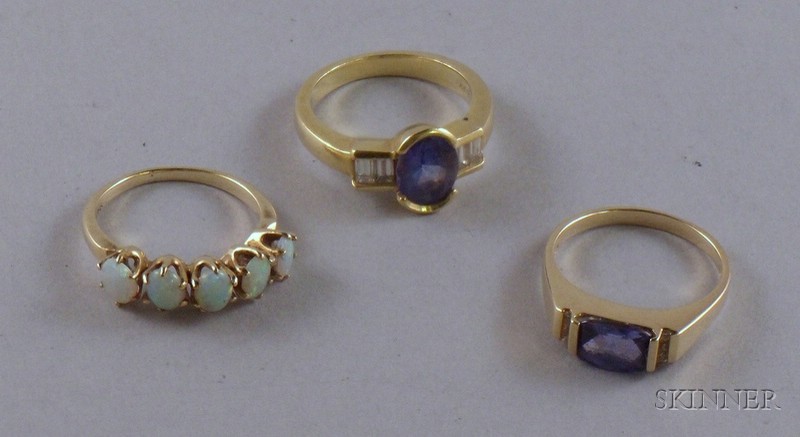 Appraisal: Three Gold and Gemstone Rings including a kt gold and