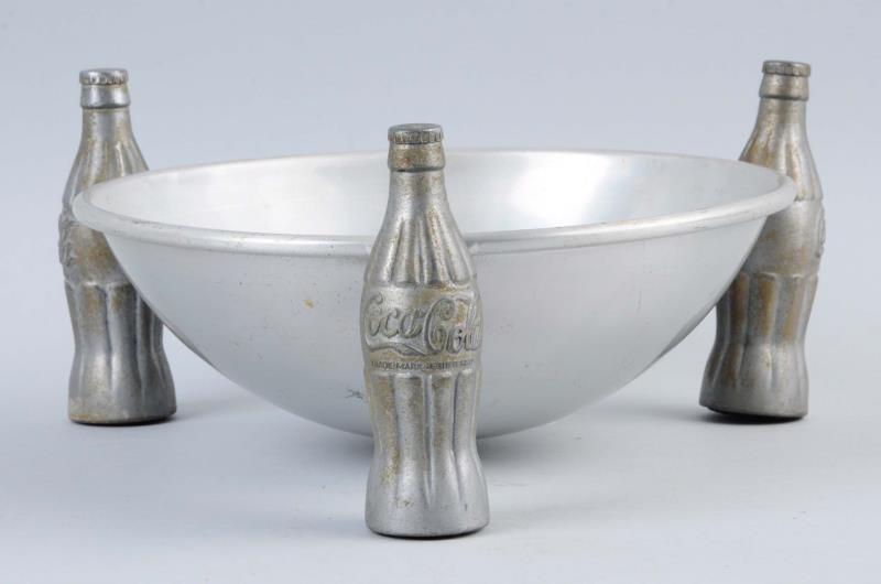 Appraisal: s Metal And Aluminum Coca-Cola Pretzel Bowl Some shallow dents