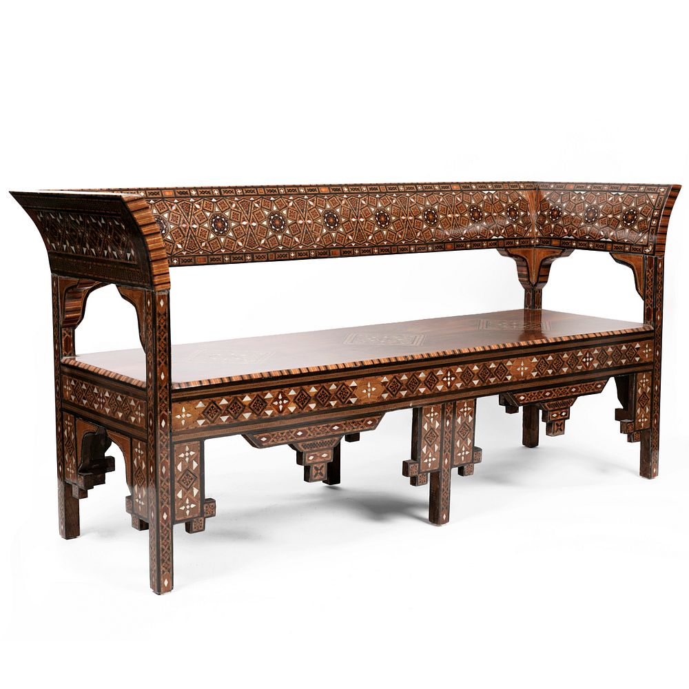 Appraisal: th c Syrian Mother of Pearl Inlaid Couch Bench th