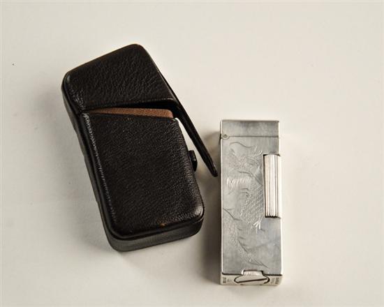 Appraisal: Shanghai Dunhill Sterling Silver Lighter with a dragon engraving in