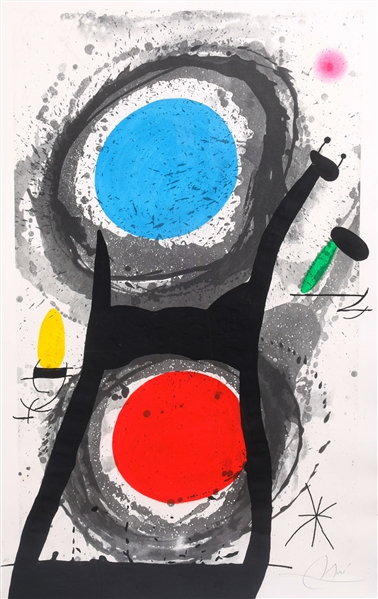 Appraisal: Large lithograph after Spanish artist Joan Miro signed to lower