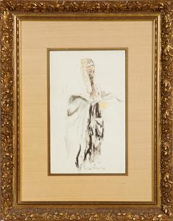 Appraisal: Ira Moskowitz - Prayer watercolor signed l r presented in