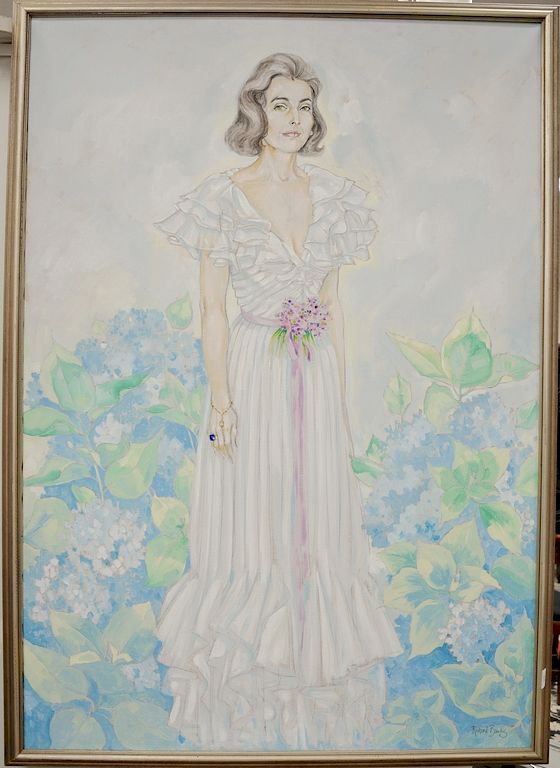 Appraisal: Richard Banks oil on canvas full length portrait of Mrs